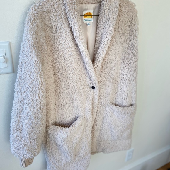C&C CALIFORNIA Faux Fur Light Pale Cream Jacket M - Picture 5 of 8